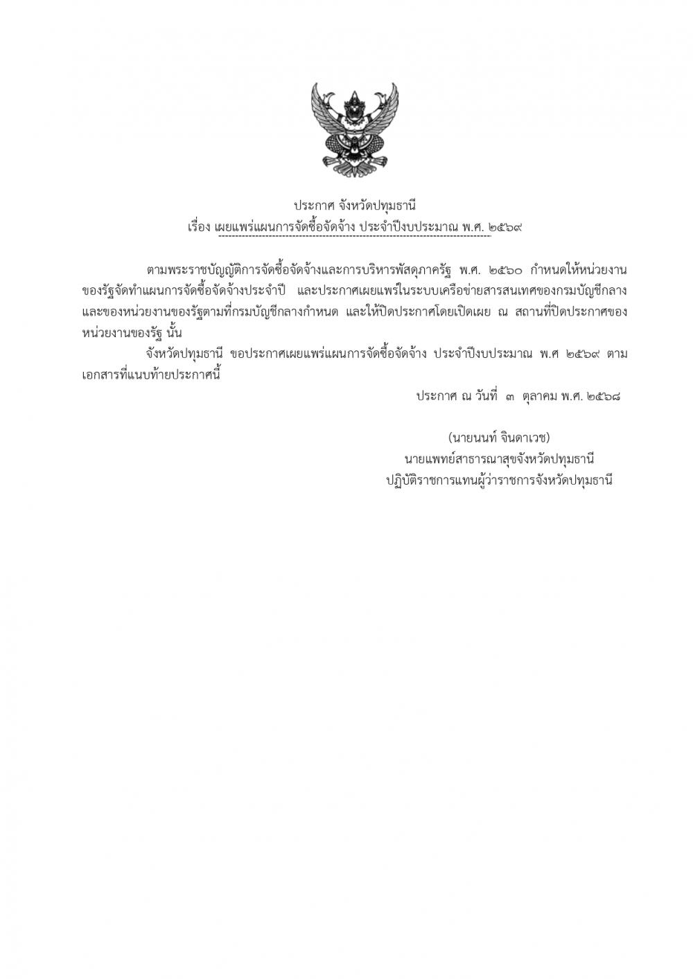 ประกาศเผยแพร่การจัดซื้อจัดจ้าง..